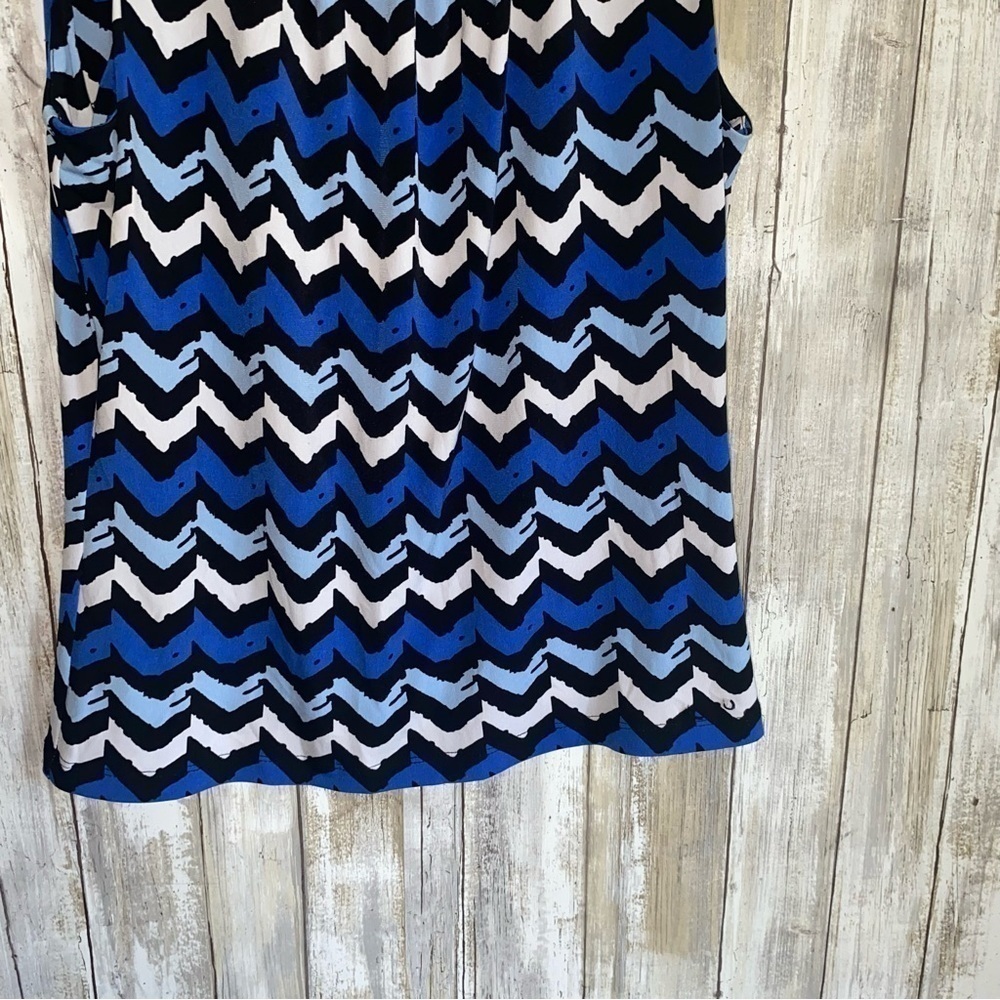 Calvin Klein Blue Patterned Sleeveless Blouse - Picture 3 of 4